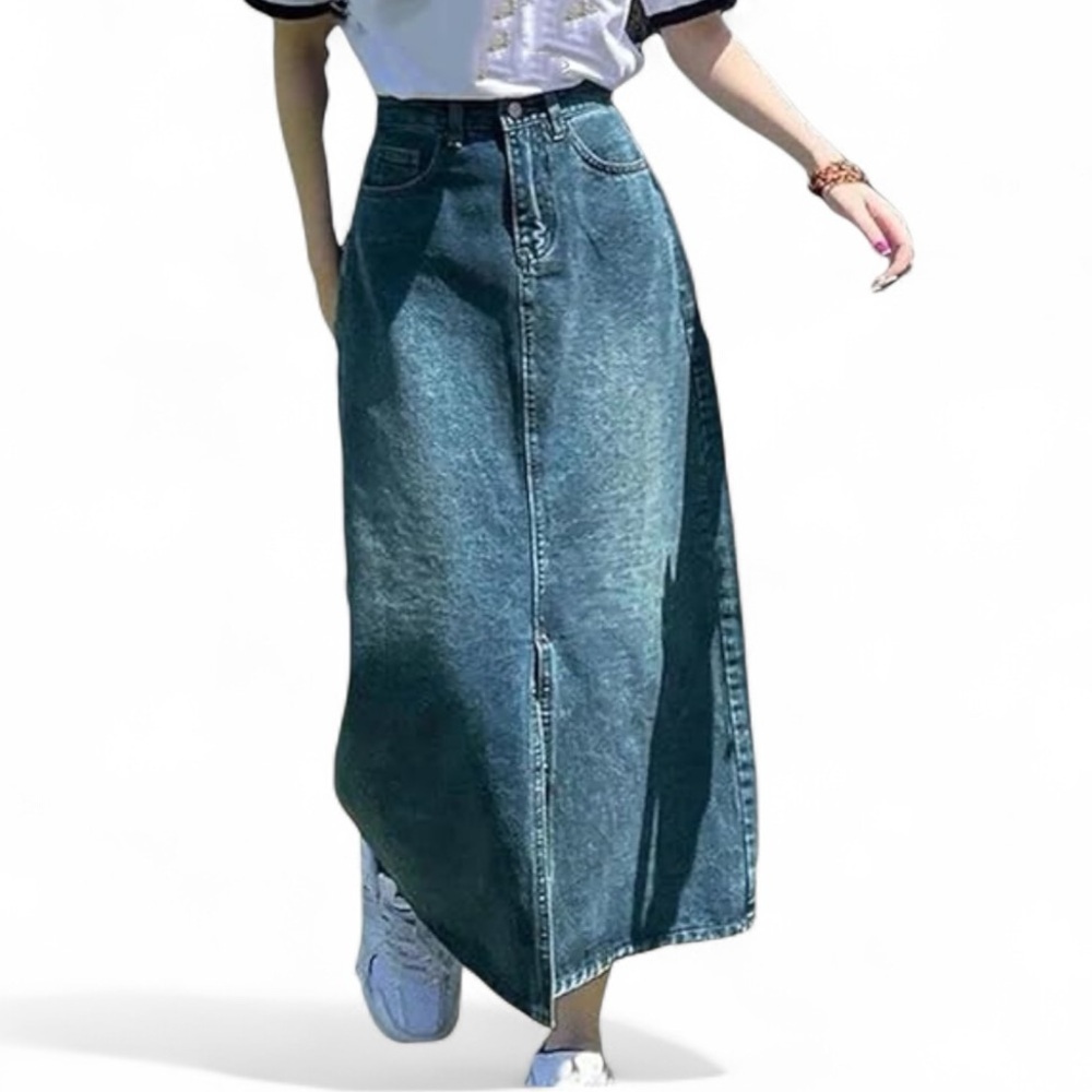Liz Claiborne Blue Denim Maxi Skirt
